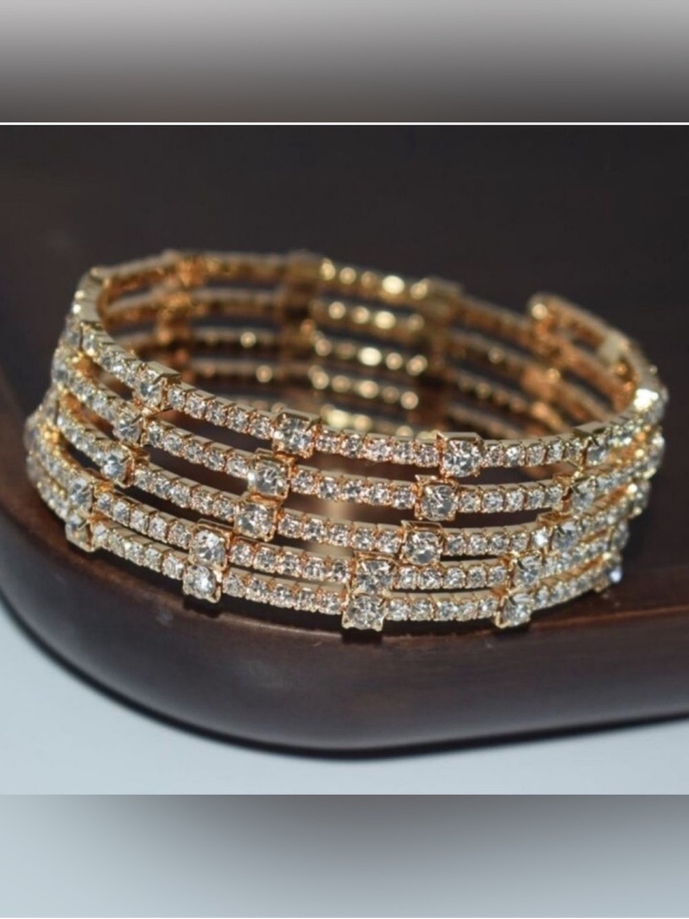 Gold 1pc Rhinestone Wrap Bracelet | Layered Statement Cuff